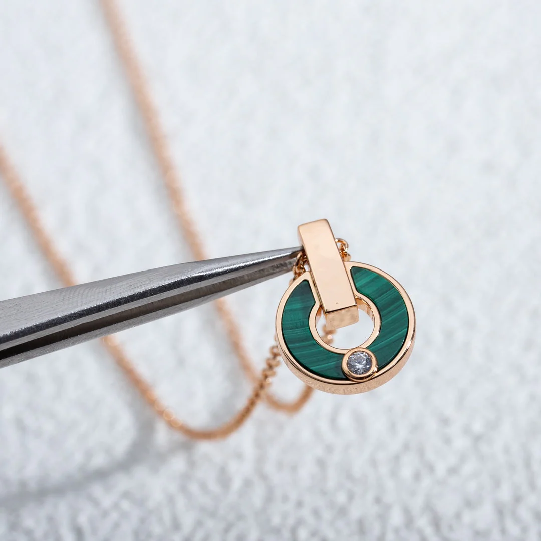 [BV]GARI NECKLACE PINK GOLD MALACHITE