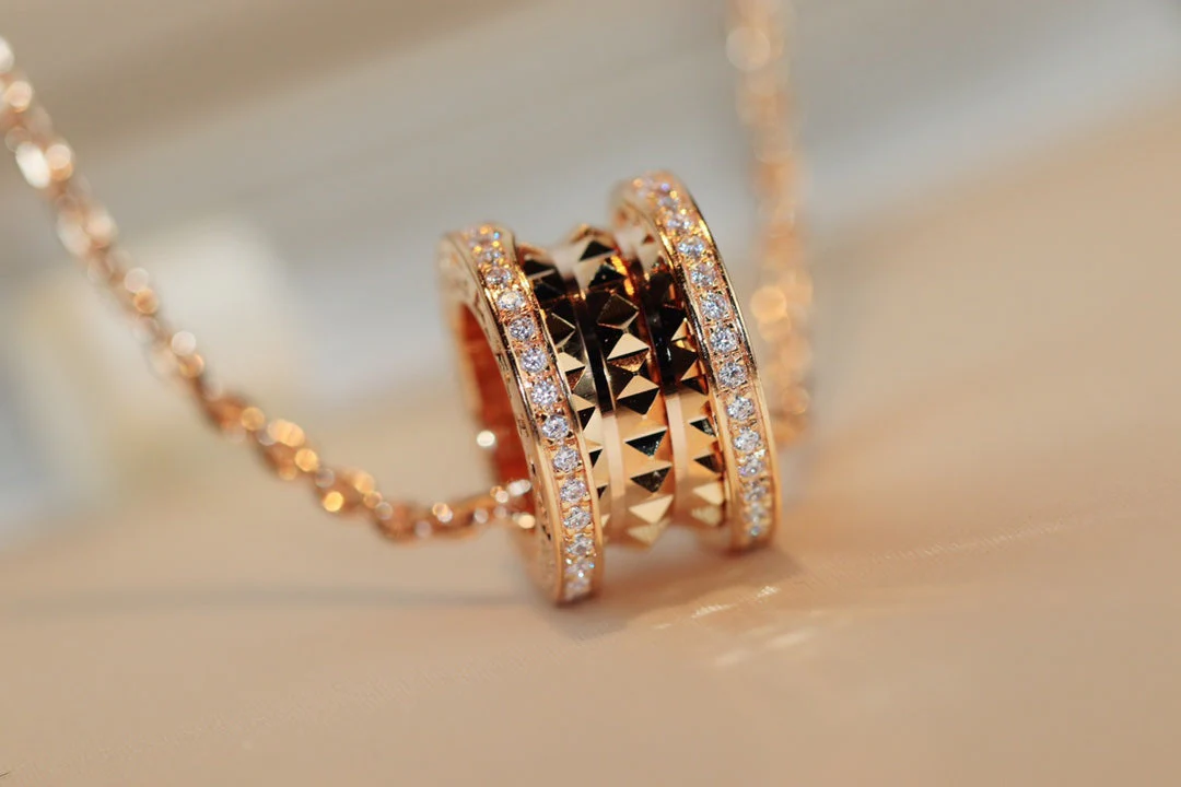 [BV]ZERO 1 ROCK PEDANT PINK GOLD NECKLACE