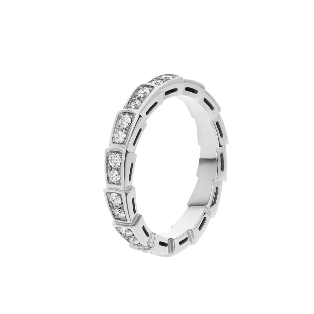 [BV]SERPENTI RING SILVER DIAMOND PAVED 3MM