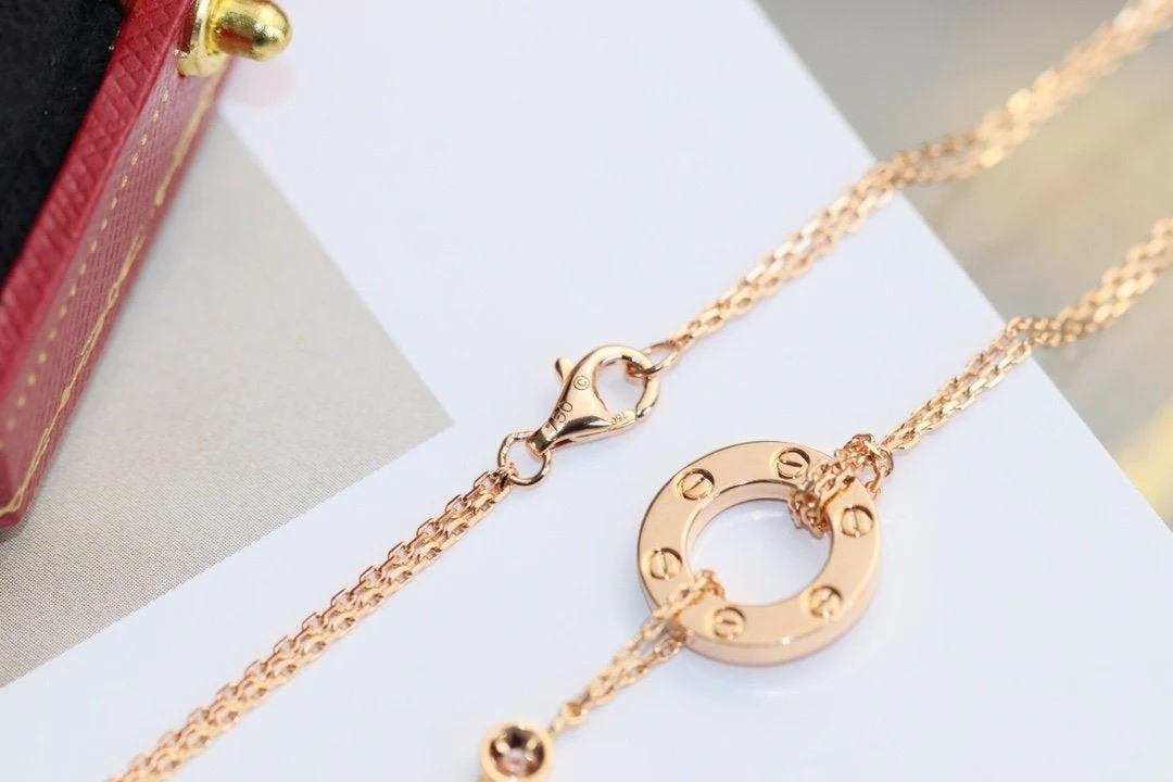[CT]LOVE NECKLACE ADJUSTABLE ROSE GOLD 2 DIAMOND