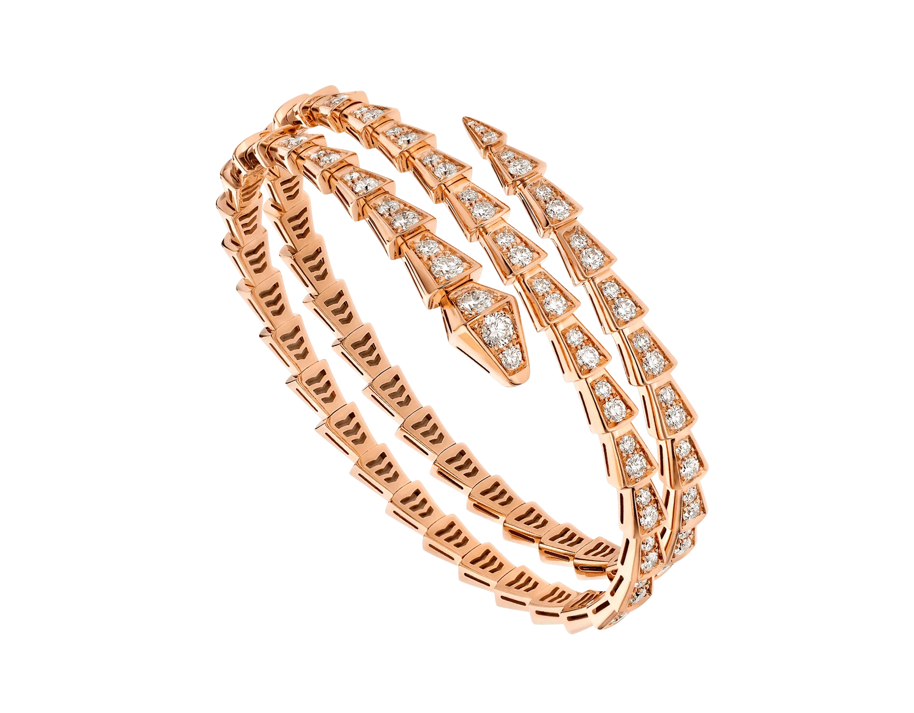 [BV]SERPENTI BRACELET PINK GOLD DIAMOND DOUBLE ROW