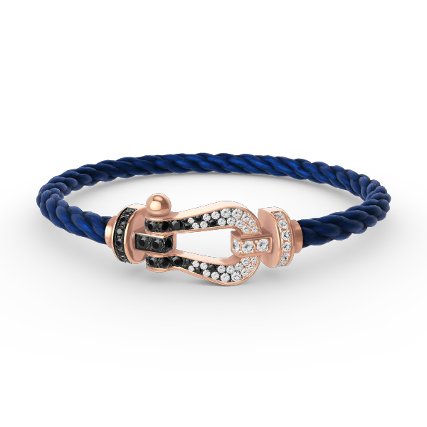 [FE]FORCE LARGE HORSESHOE BLACK WHITE DIAMOND BRACELET ROSE GOLD