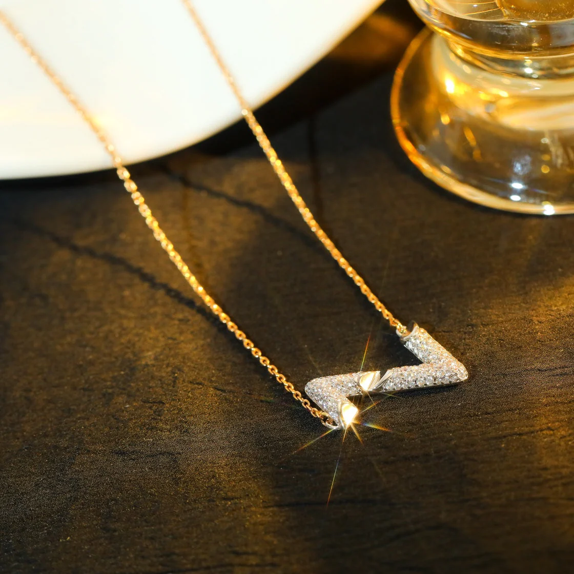 [Loui]VOLT SILVER DIAMOND PEDANT NECKLACE