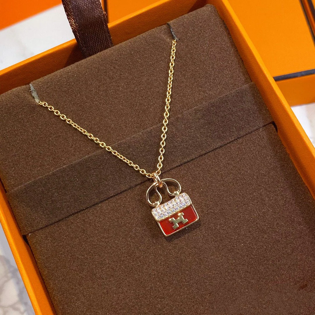 [Hmes]CONSTANCE RED PEDANT PINK GOLD NECKLACE