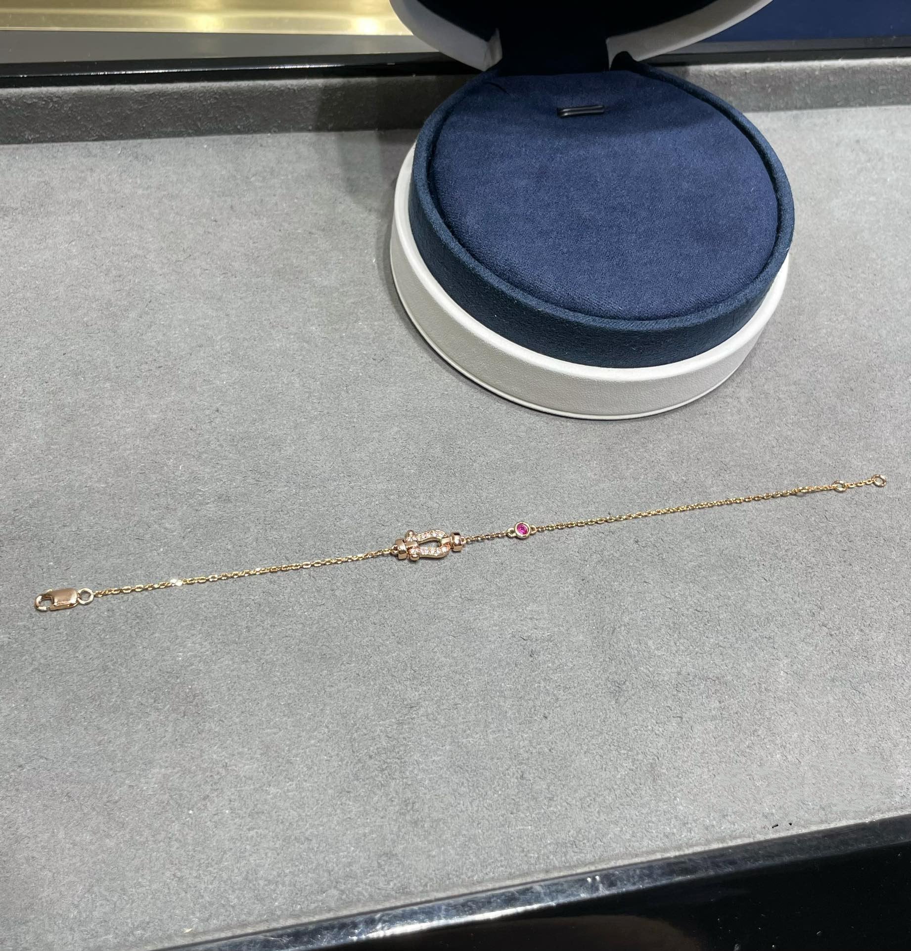 [FE]FORCE 10 DIAMOND CHAIN LINK PINK GOLD BRACELET