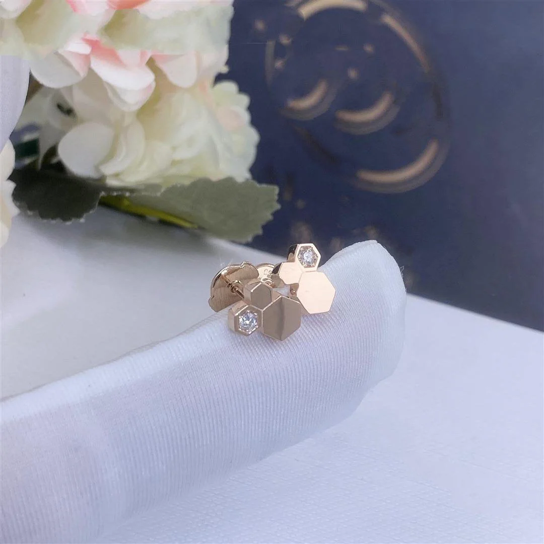 [CH]BEE LOVE PINK GOLD DIAMOND EARRINGS