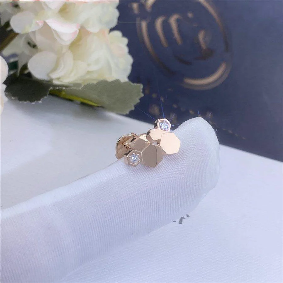 [CH]BEE LOVE PINK GOLD DIAMOND EARRINGS