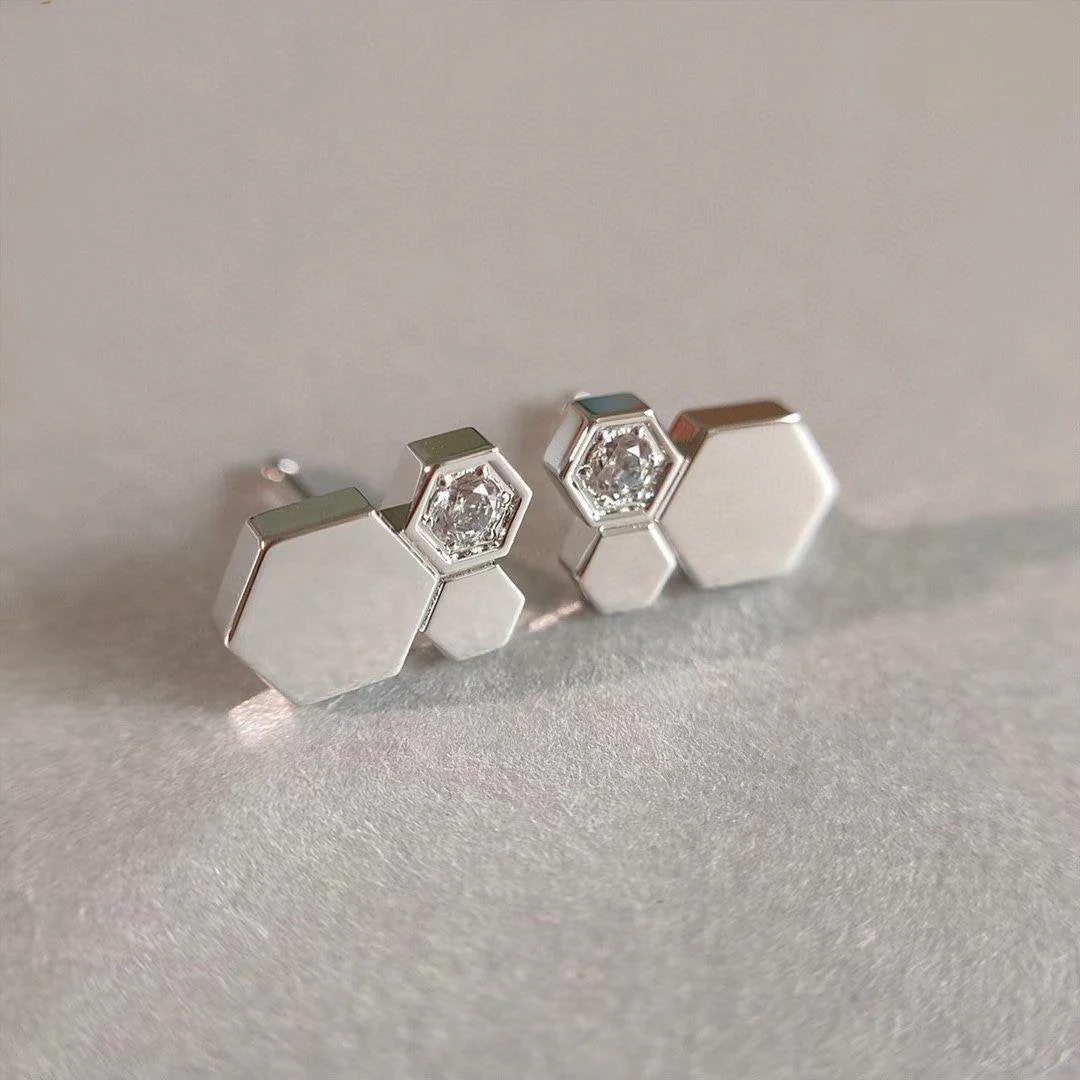 [CH]BEE LOVE SILVER DIAMOND EARRINGS