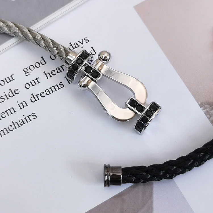 [FE]FORCE LARGE HORSESHOE BLACK DIAMOND BRACELET SILVER