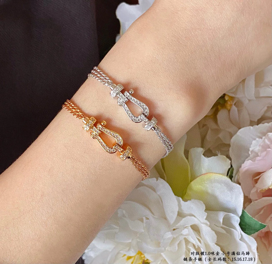 [FE]FORCE SMALL HORSESHOE  DIAMOND CHAIN ROPE BRACELET