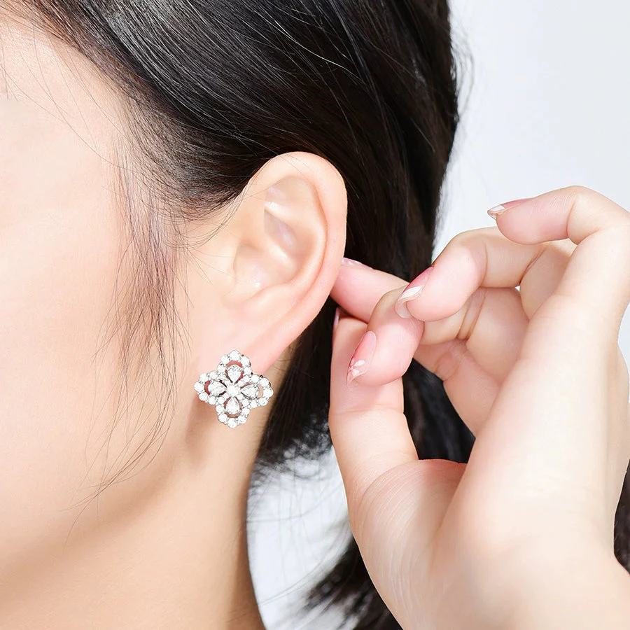 [VA]LOOP EARRINGS FULL MOTIF DIAMOND 16MM SILVE
