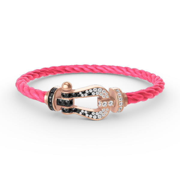 [FE]FORCE LARGE HORSESHOE BLACK WHITE DIAMOND BRACELET ROSE GOLD