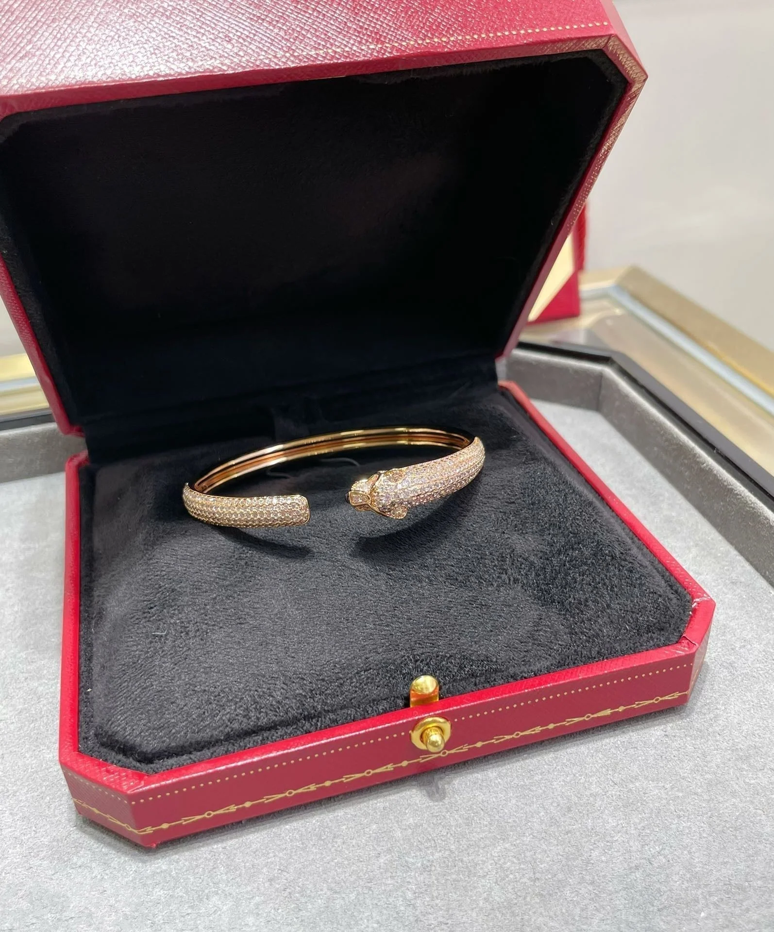 [CT]PANTHERE FULL DIAMOND OPEN BRACELET