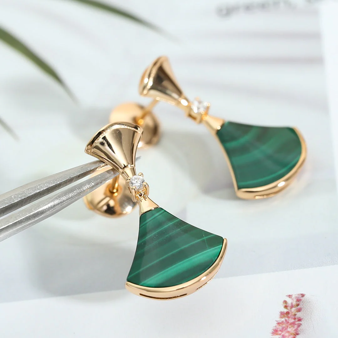[BV]DREAM MALACHITE PINK GOLD EARRINGS