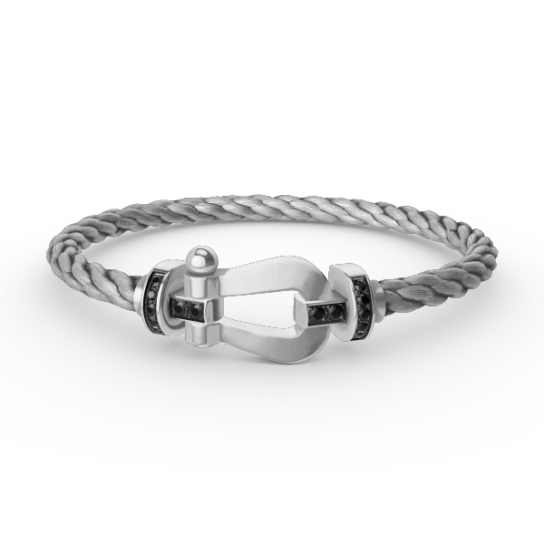 [FE]FORCE LARGE HORSESHOE BLACK DIAMOND BRACELET SILVER