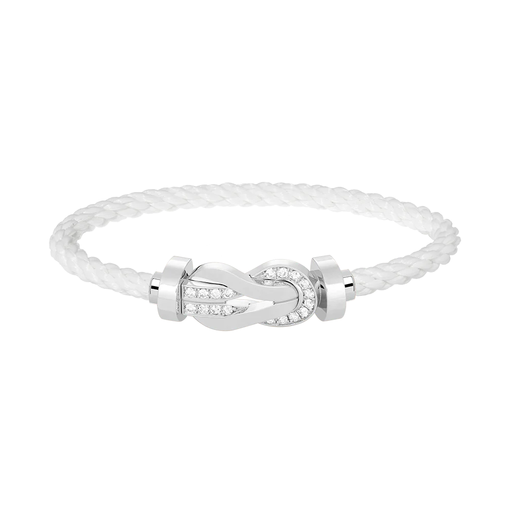 [FE]CHANCE LARGE 8 FIGURE BUCKLE HALF DIAMOND BRACELET SILVER