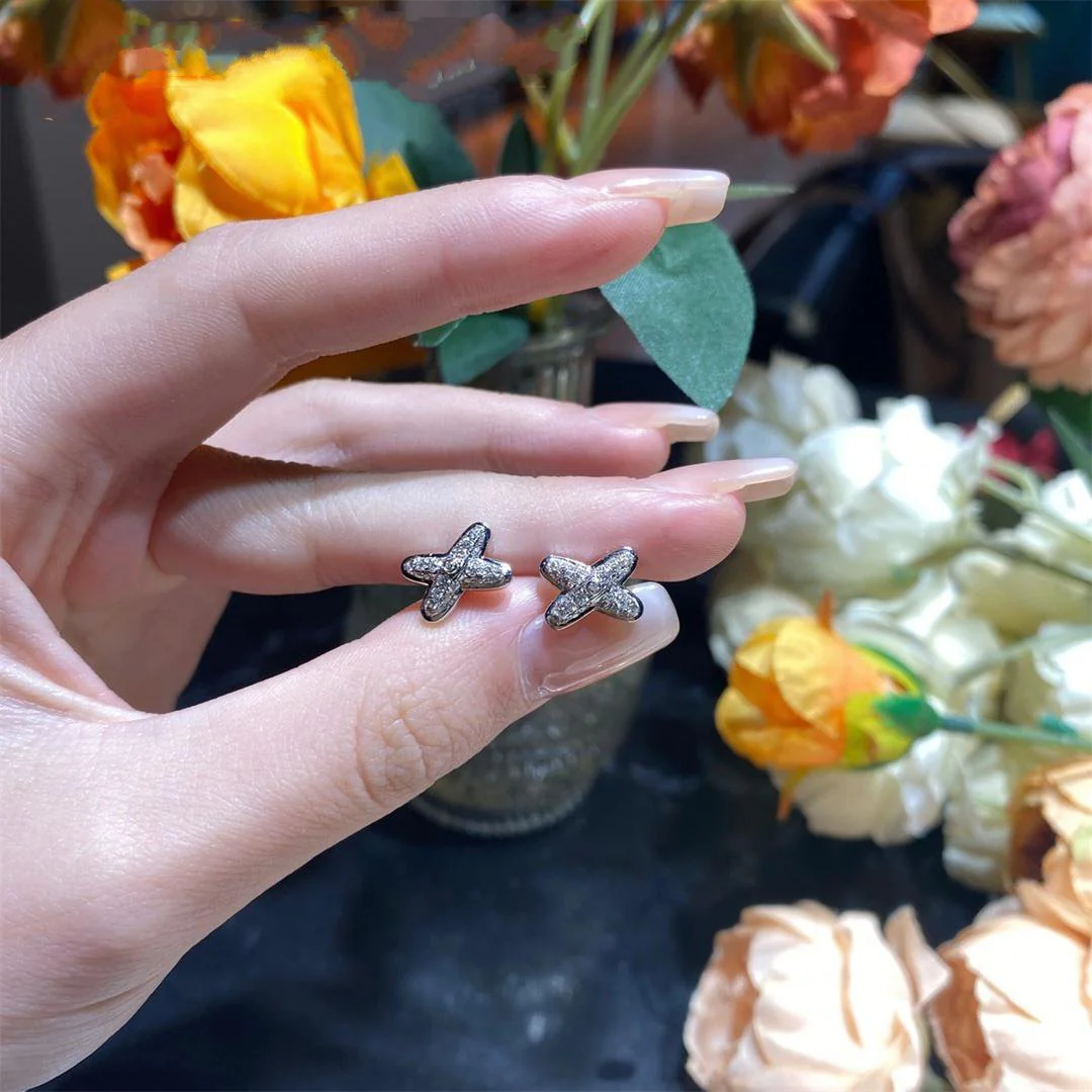 [CH]JEUX DE SILVER DIAMOND EARRINGS