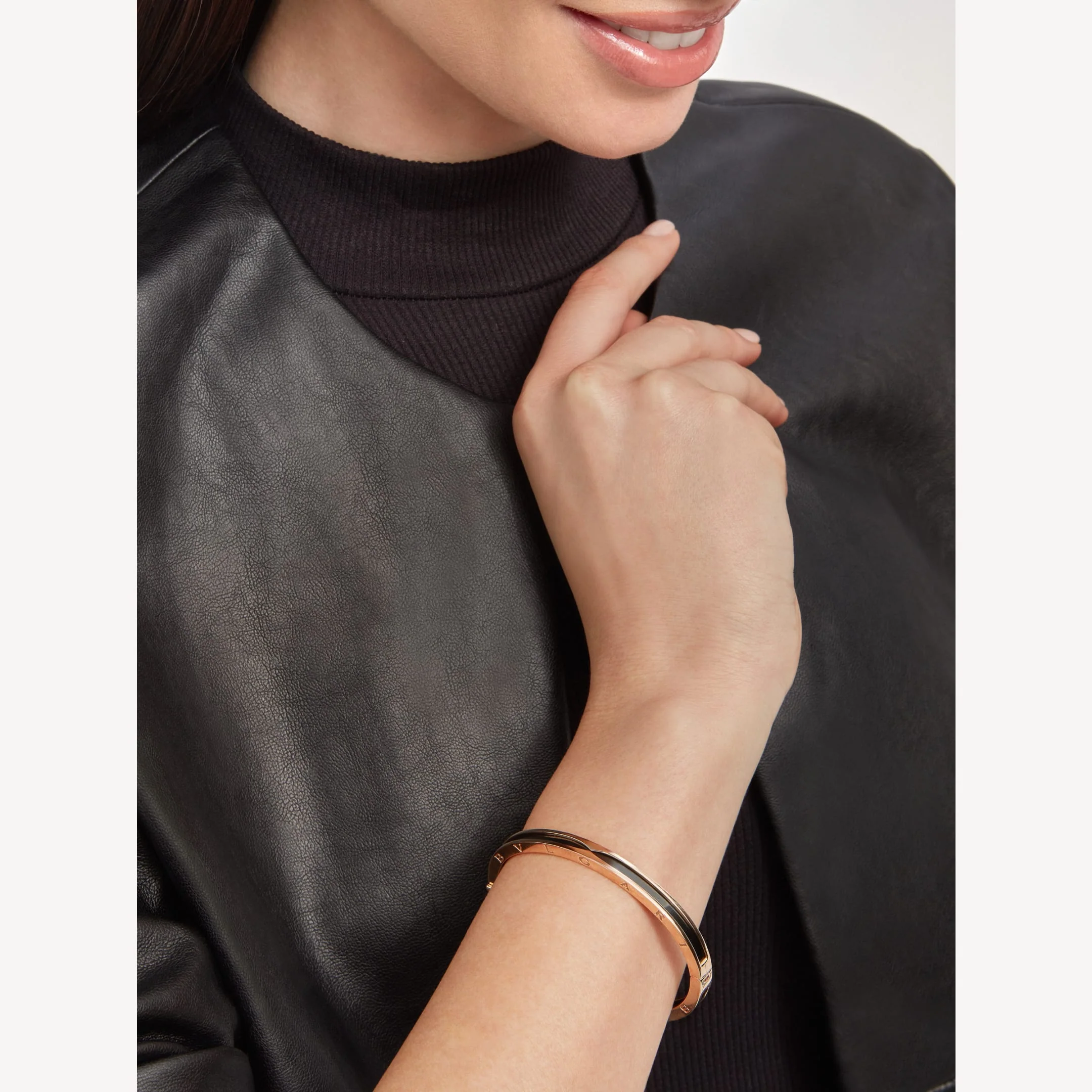 [BV]ZERO 1 PINK GOLD WITH BLACK CERAMIC BRACELET