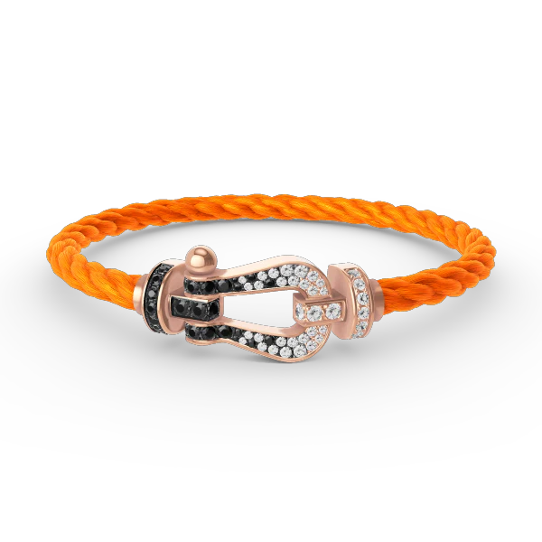 [FE]FORCE LARGE HORSESHOE BLACK WHITE DIAMOND BRACELET ROSE GOLD