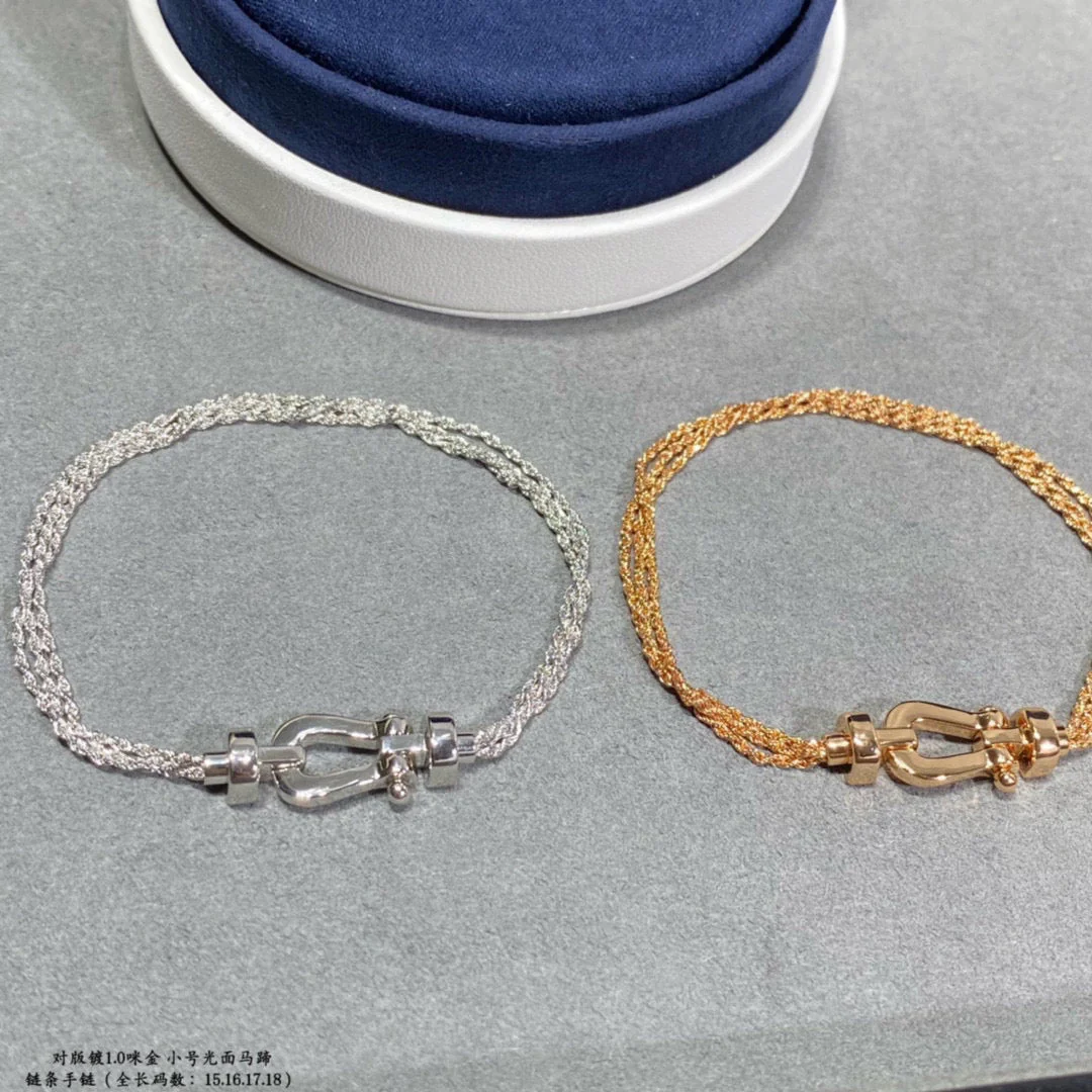 [FE]FORCE SMALL HORSESHOE  DIAMOND CHAIN ROPE BRACELET