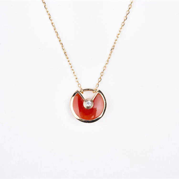[CT]AMULETTE GOLD CARNELIAN ONYX NECKLACE