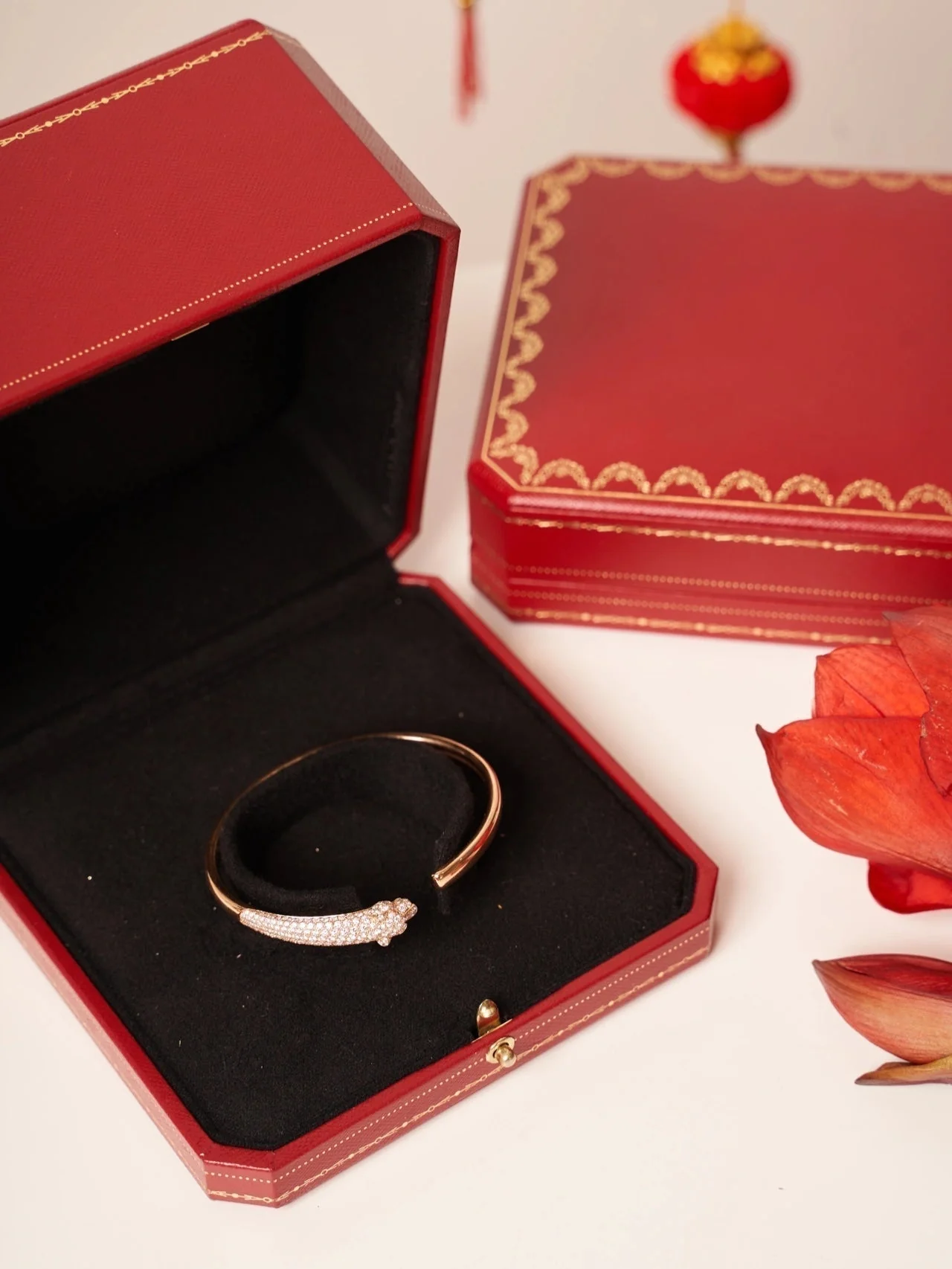 [CT]PANTHERE ROSE GOLD DIAMOND OPEN BRACELET