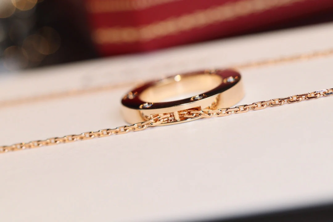 [CT]LOVE NECKLACE 16MM 6 DIAMONDS PINK GOLD