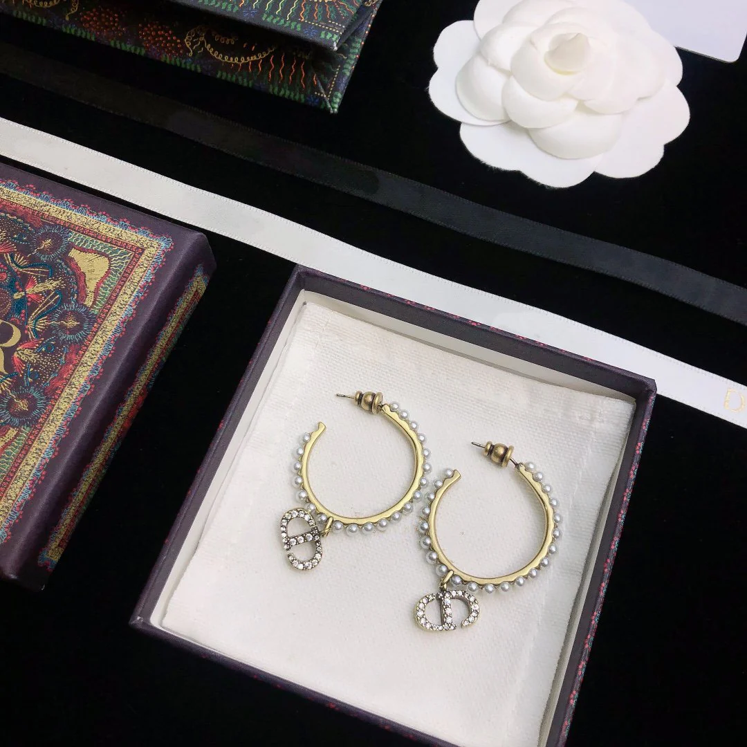 [CD]CLAIR CD LUNE PEARL GOLD DIAMOND EARRINGS