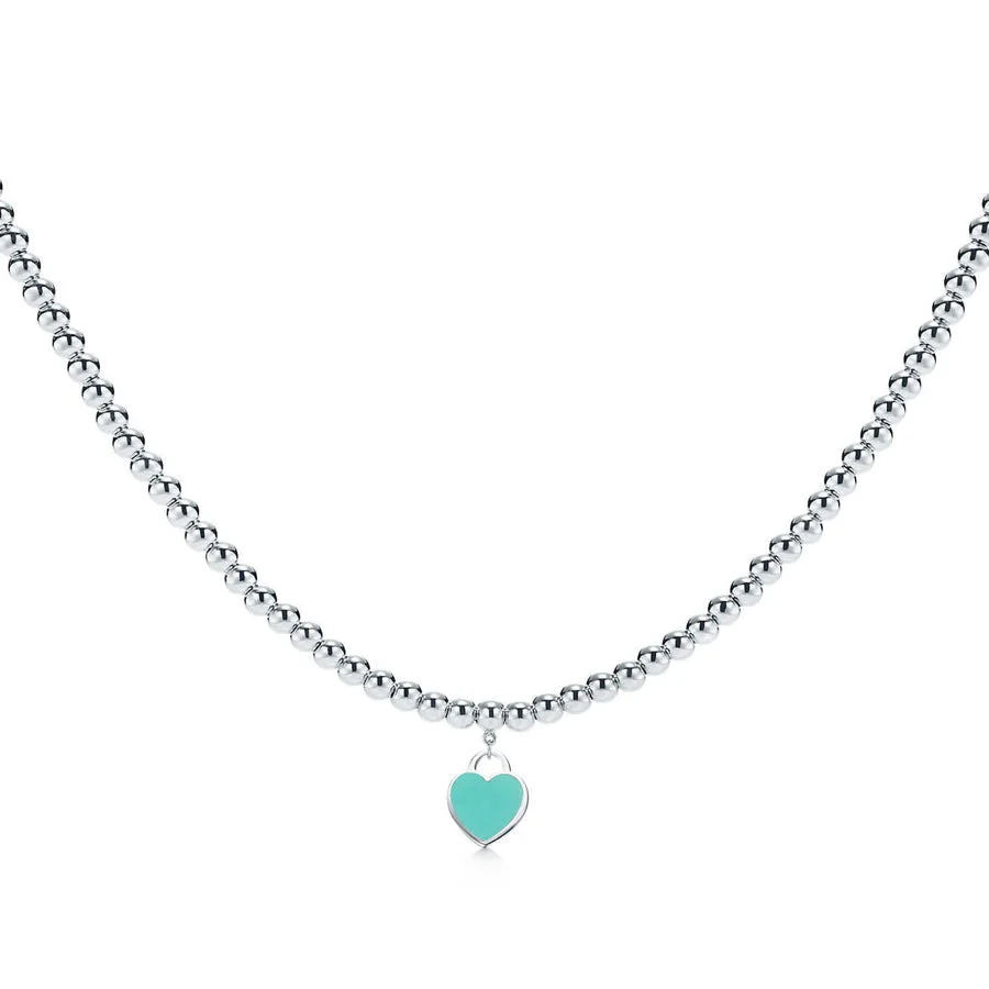 [TF]HEART PEDANT SILVER BALL CHAIN NECKLACE