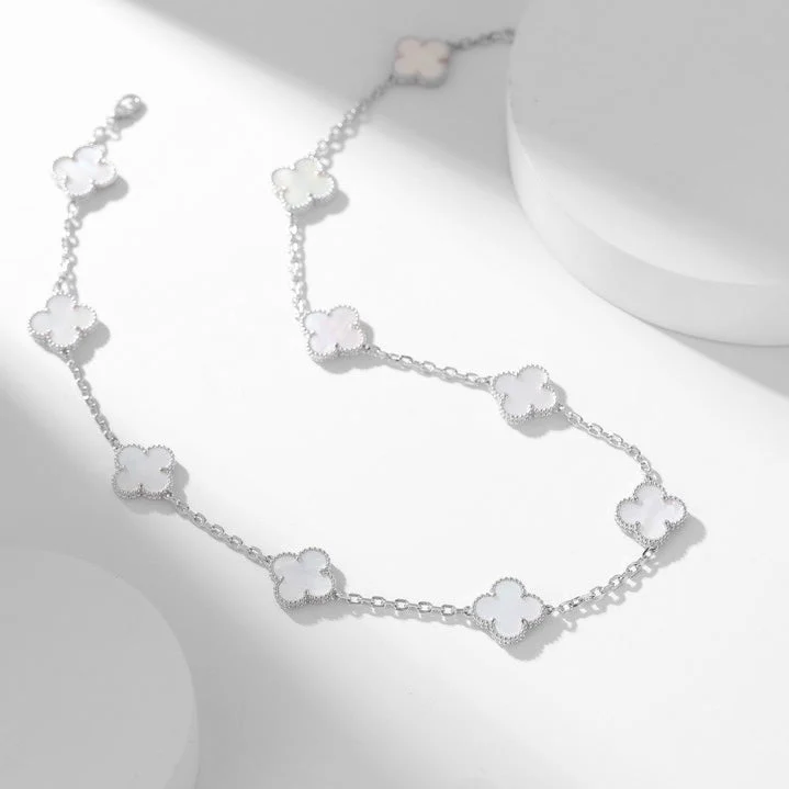 [VA]CLOVER 10 MOTIFS WHITE MOTHER OF PEARL NECKLACE