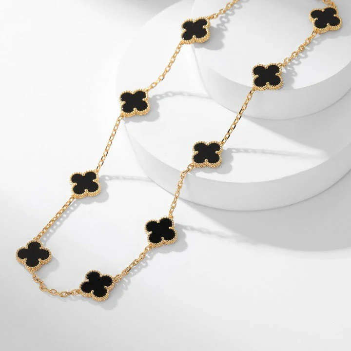 [VA]CLOVER 10 MOTIFS ONYX NECKLACE