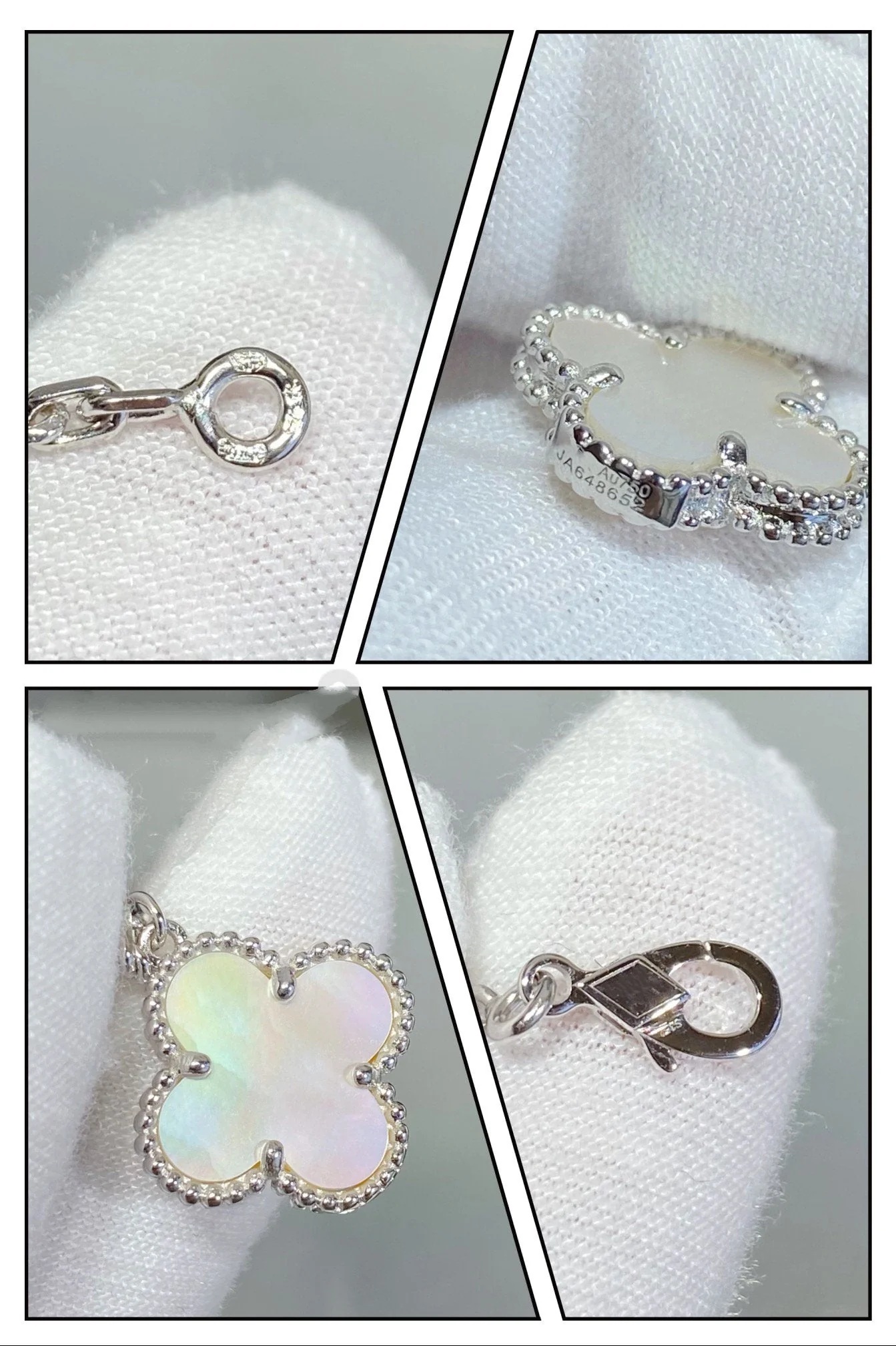 [VA]CLOVER 5 MOTIF WHITE MOP SILVER BRACELET