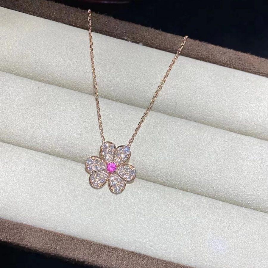 [VA]FRIVOLE ROSE GOLD FLOWER DIAMOND NECKLACE
