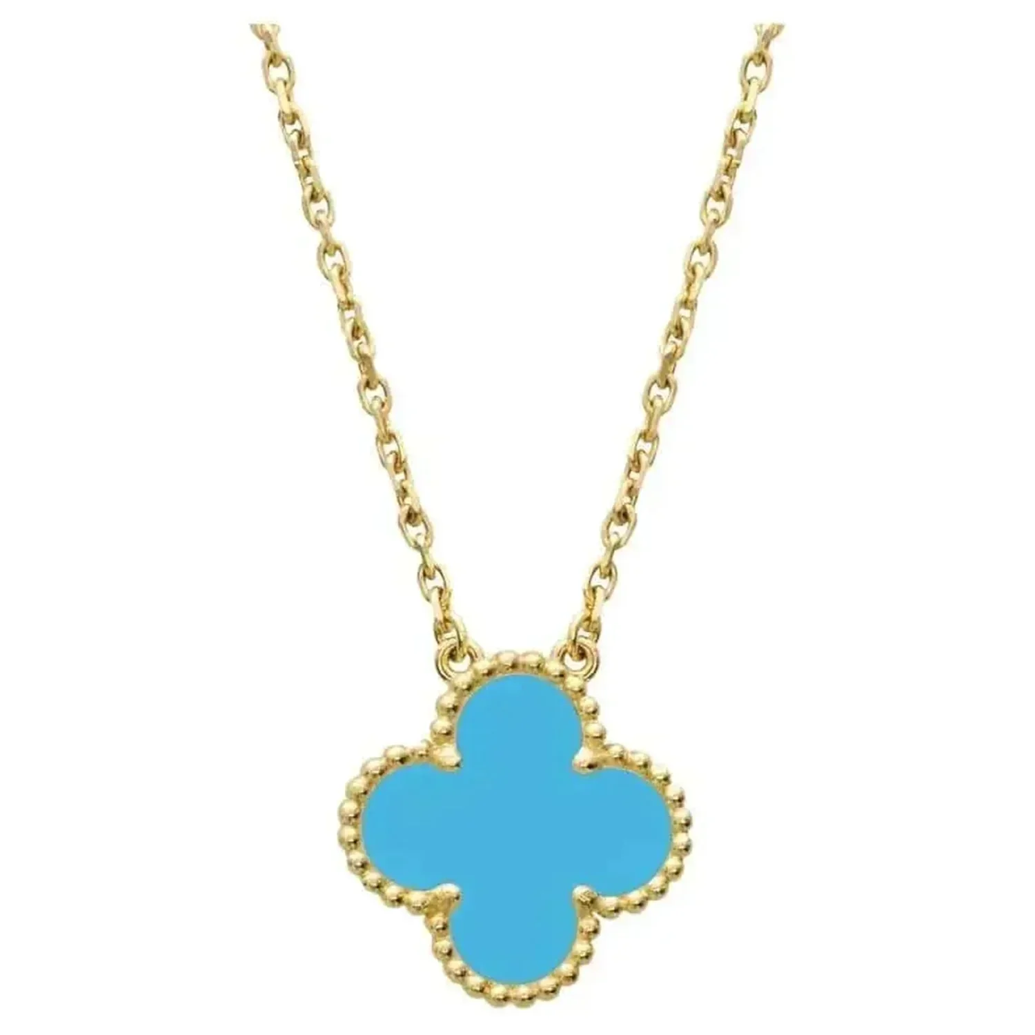 [VA]CLOVER 15MM VINTAGE TURQUOISE NECKLACE