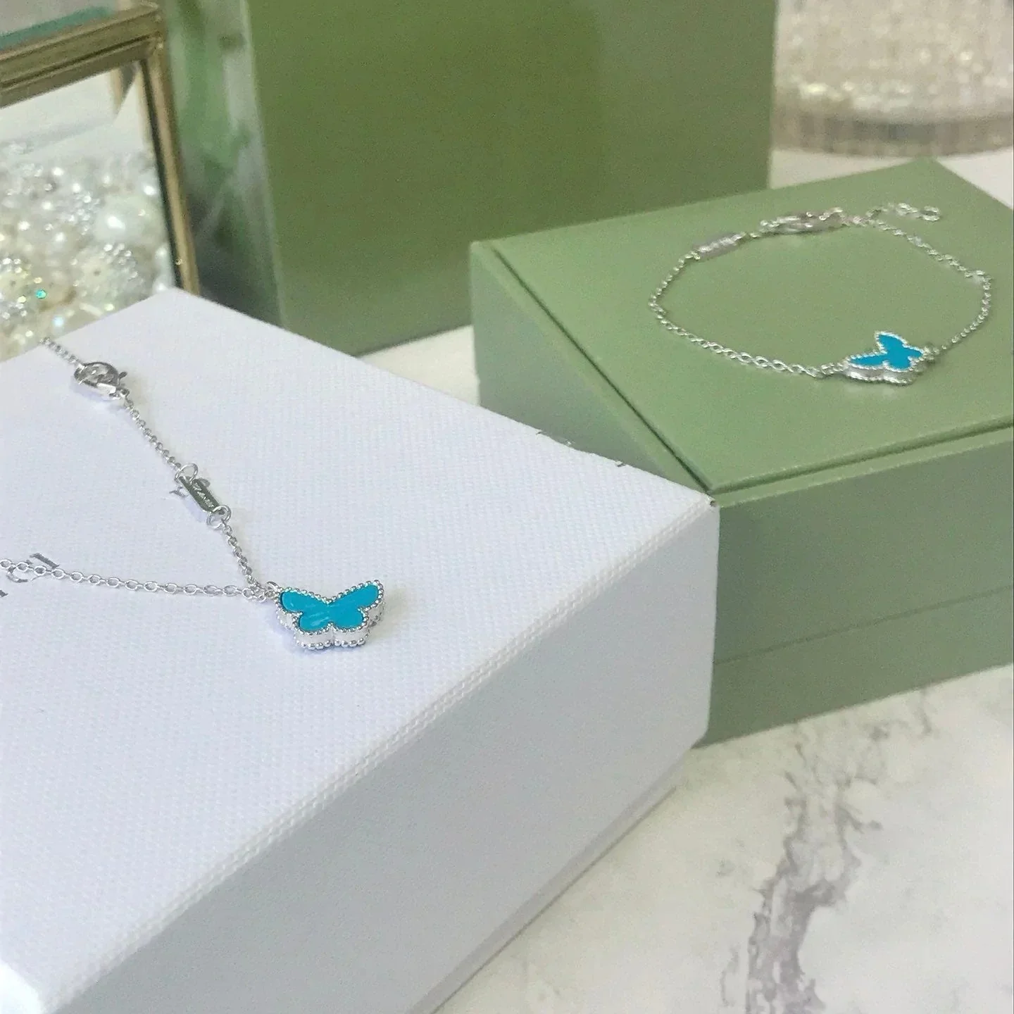 [VA]BUTTERFLY TURQUOISE BUTTERFLY BRACELET SILVER