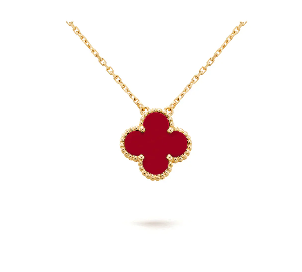 [VA]CLOVER 15MM CARNELIAN SINGLE FLOWER NECKLACE