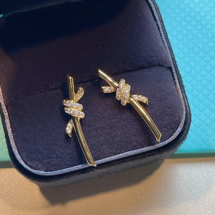 [TF]KNOT EARRINGS GOLD DIAMOND