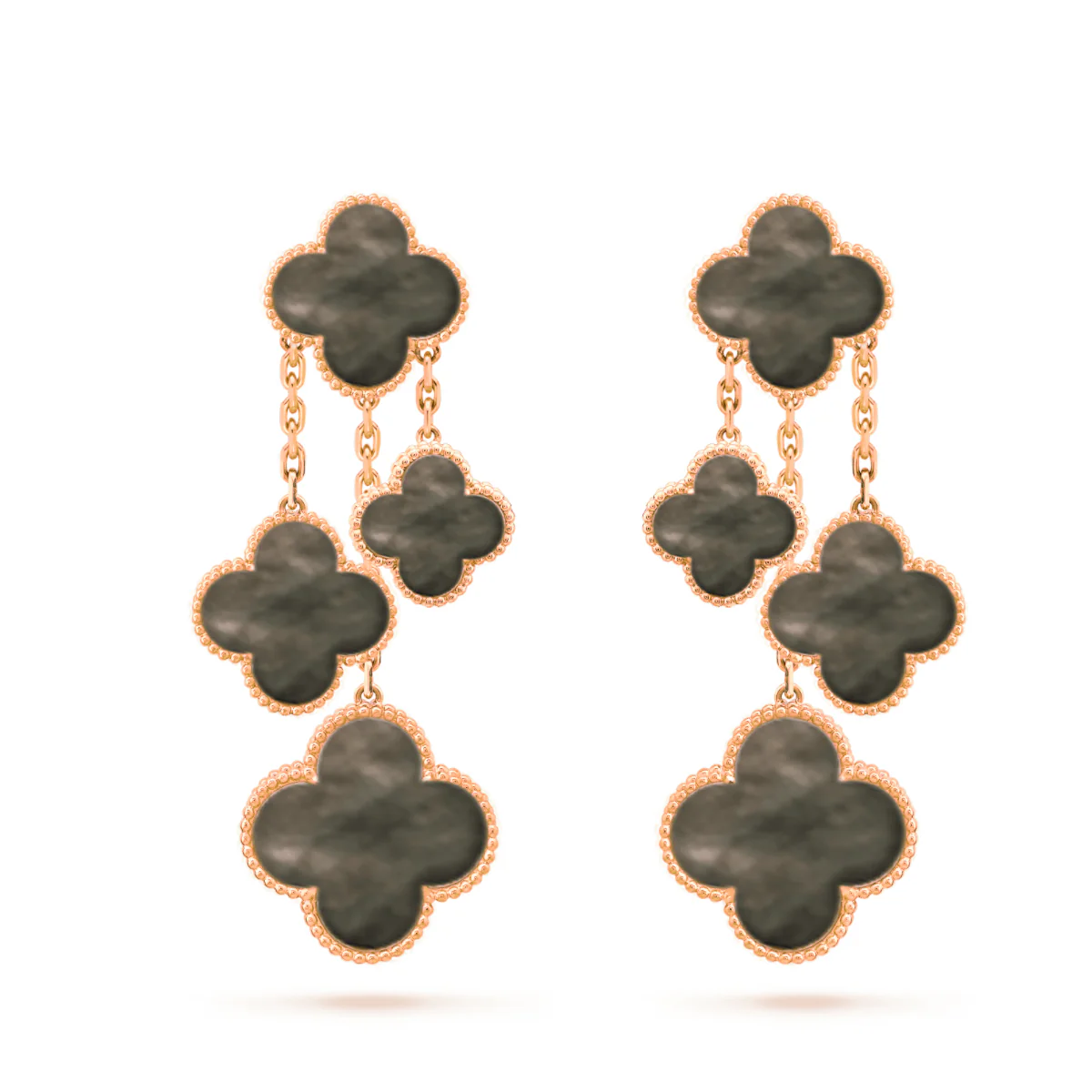 [VA]CLOVER EARRINGS DARK MOP 4 MOTIFS ROSE GOLD