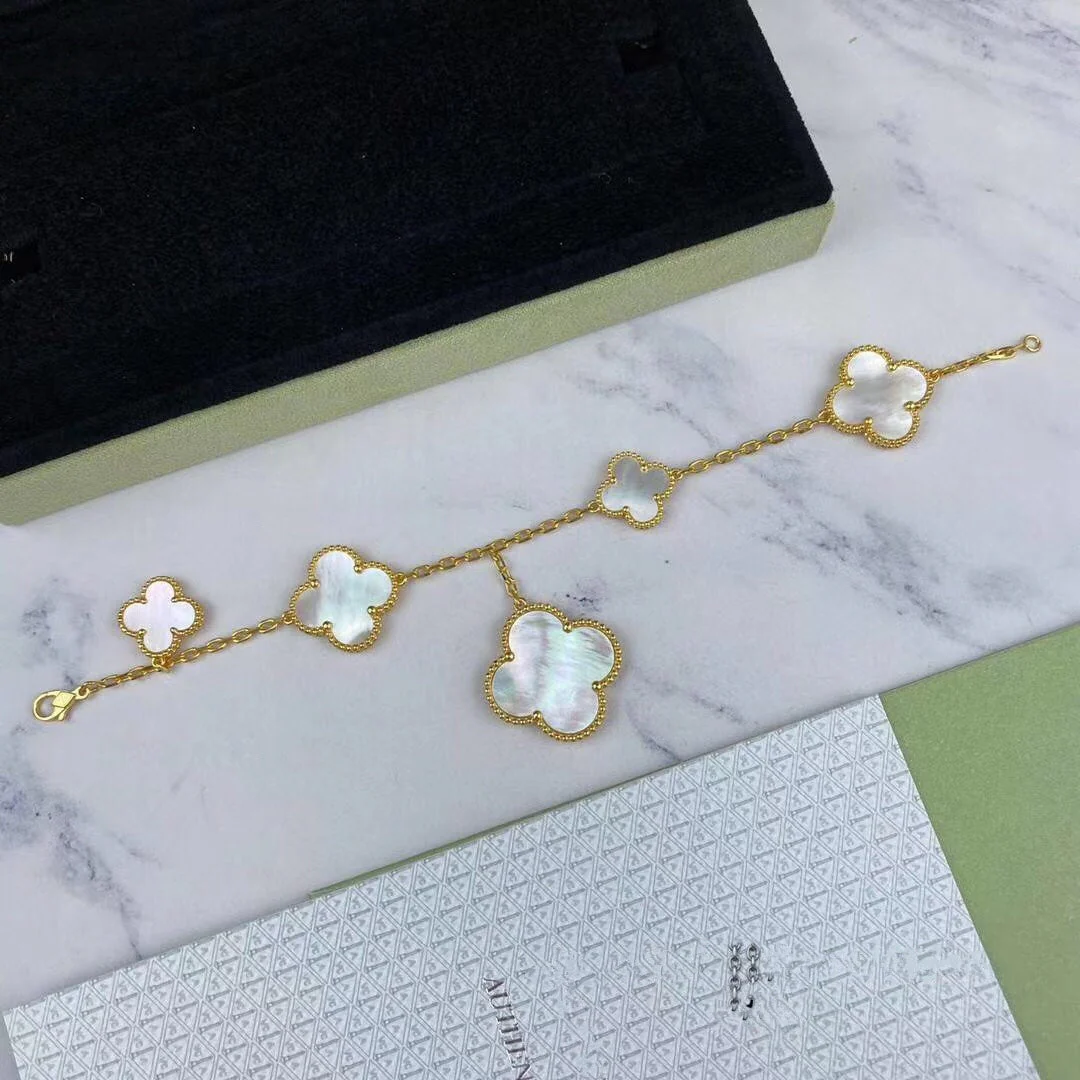 [VA]MAGIC CLOVER MOP GOLD BRACELET 5 MOTIFS