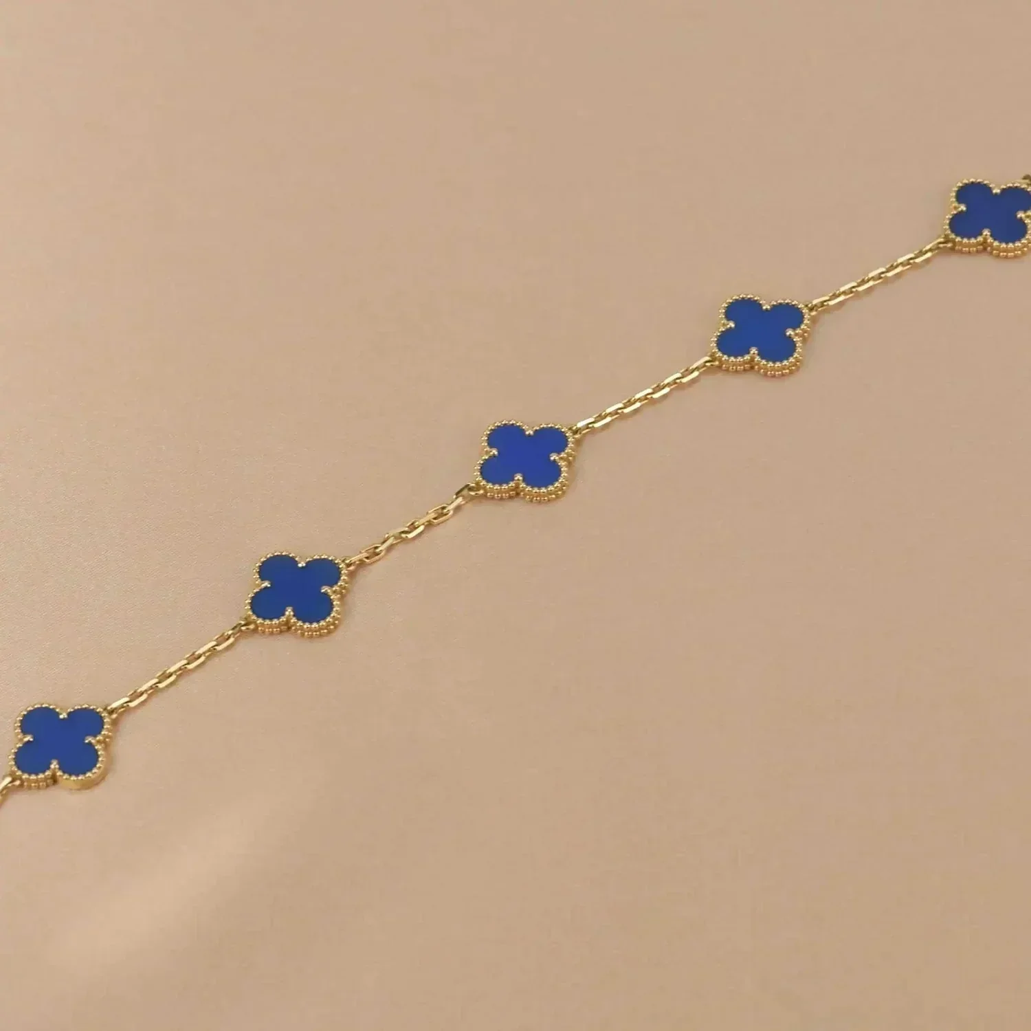 [VA]CLOVER 5 MOTIFS BLUE AGATE BRACELET