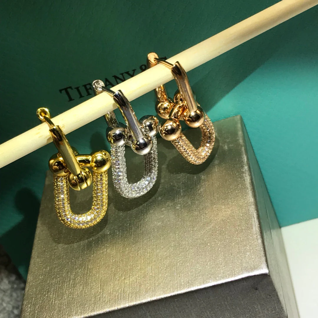 [TF]HARDWARE DROP EARRINGS DOUBLE LINK DIAMOND