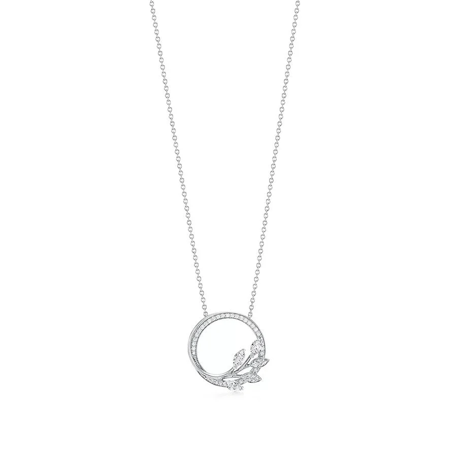 [TF]DIAMOND VINE CIRCLE PENDANT PLATINUM NECKLACE