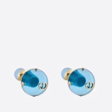 [CD] WOMEN TRIBALES EARRINGS GOLD-FINISH METAL AND LIGHT BLUE