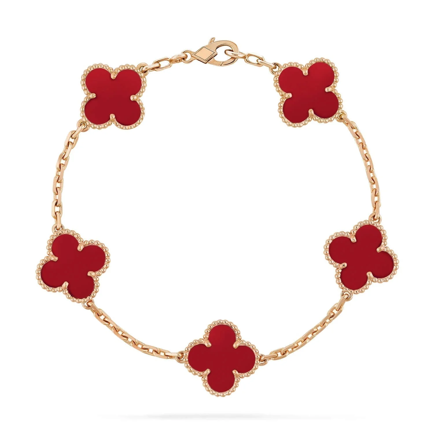 [VA]CLOVER 5 MOTIFS RED AGATE  BRACELET