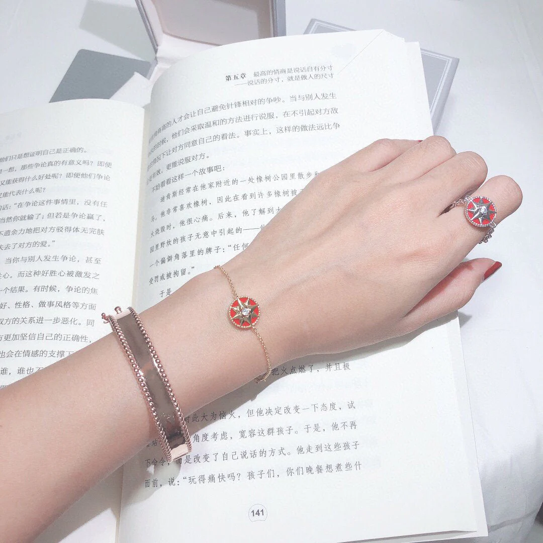 [CD]LUCKY STAR 1 DIAMOND RED GOLD BRACELET