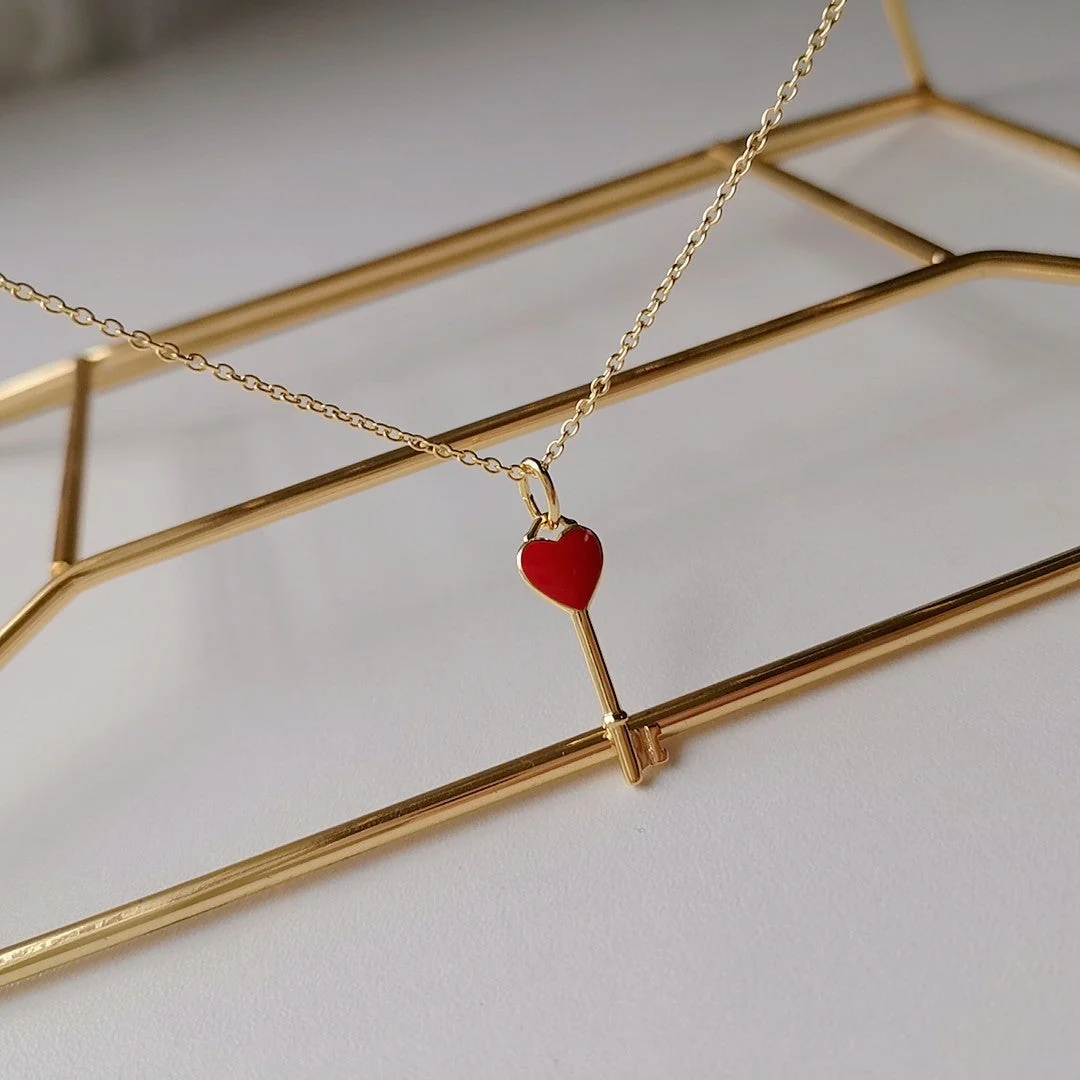 [TF]KEY PEDANT CARNELIAN HEART GOLD NECKLACE