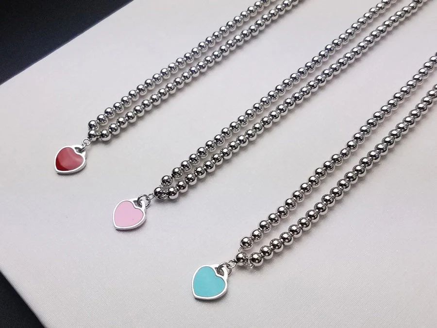 [TF]HEART PEDANT SILVER BALL CHAIN NECKLACE