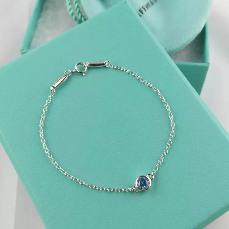 [TF]DIAMOND STERLING SILVER AQUAMARINE BUBBLE BRACELET