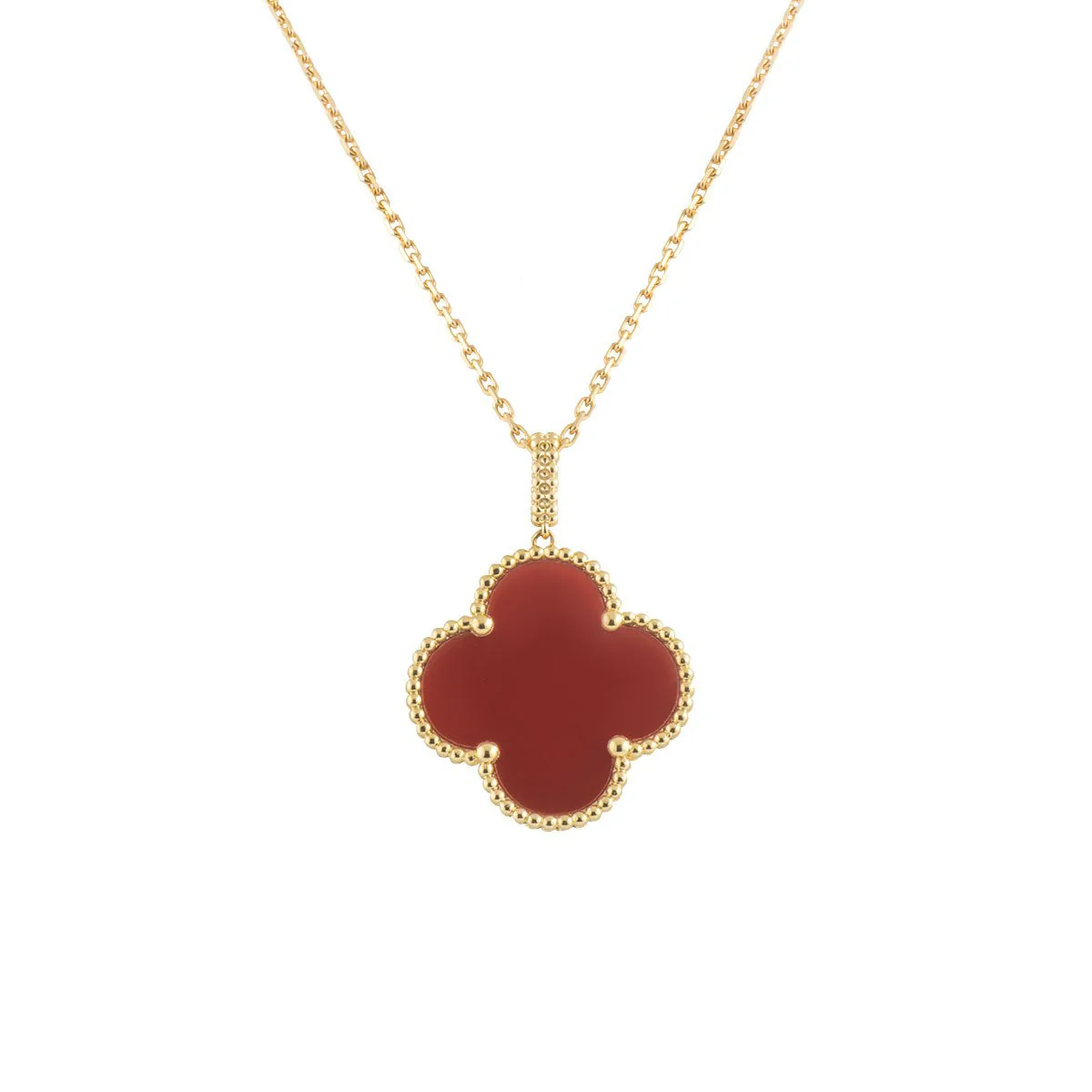[VA]CLOVER 25MM NECKLACE GOLD CARNELIAN