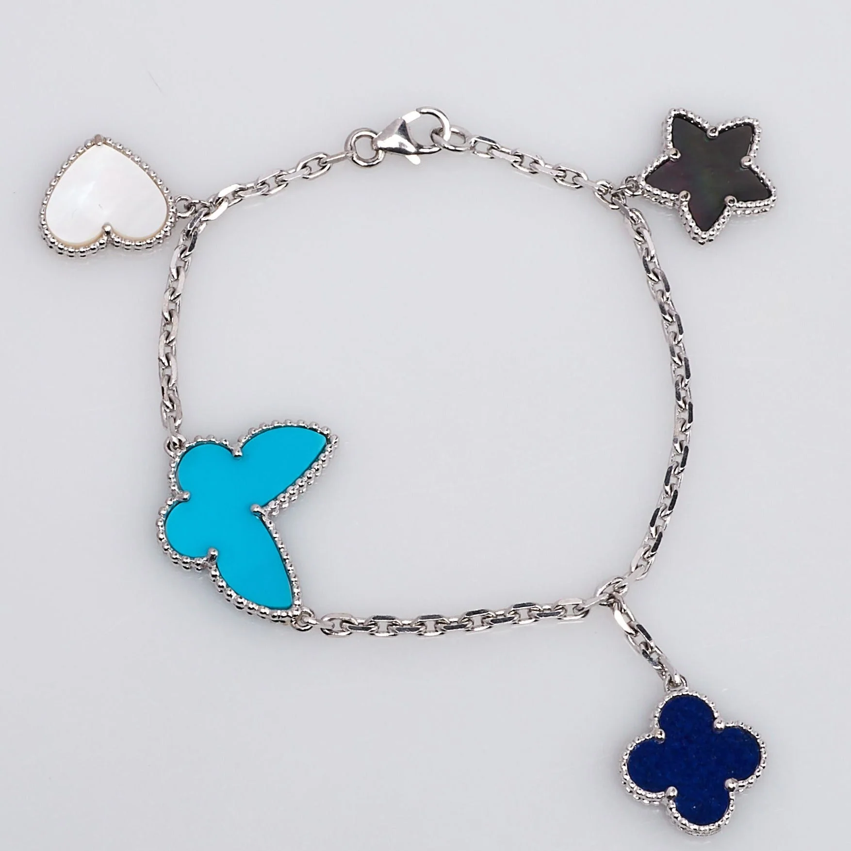 [VA]LUCKY SPRING SILVER BRACELET 4 MOTIF